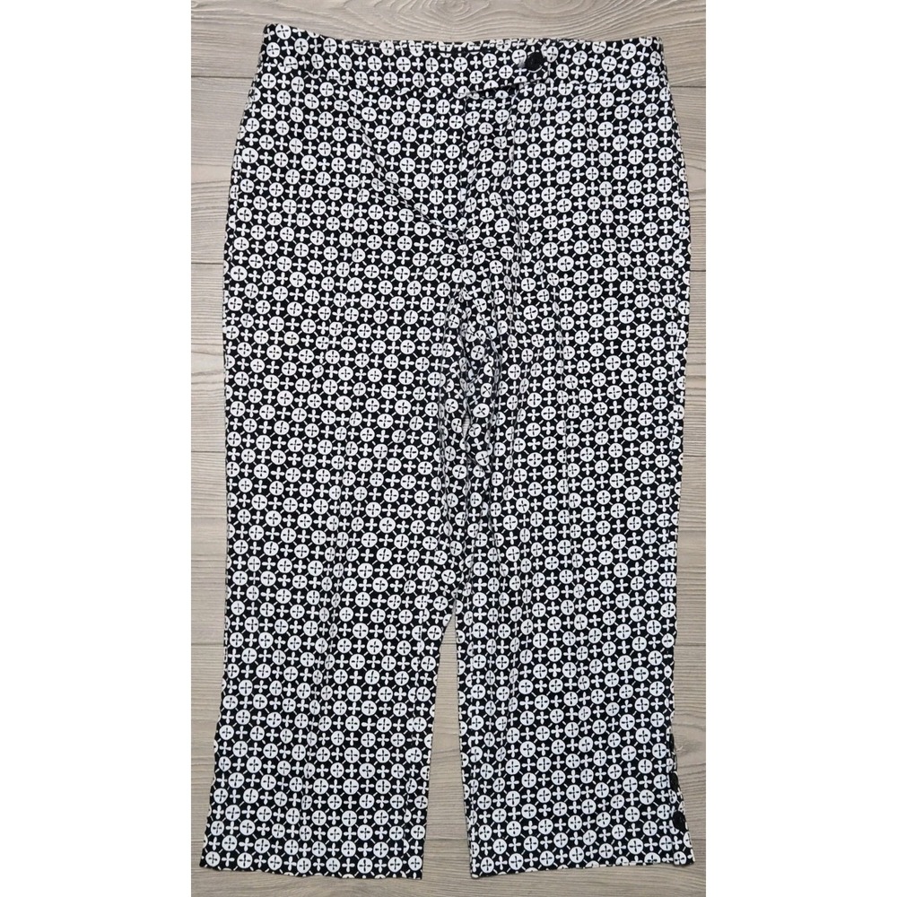 Peck & Peck Pants Womens Size 10 Black White Geometric